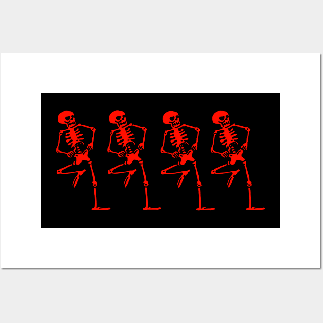 Spooky Scary Skeletons (Red) Wall Art by Graograman